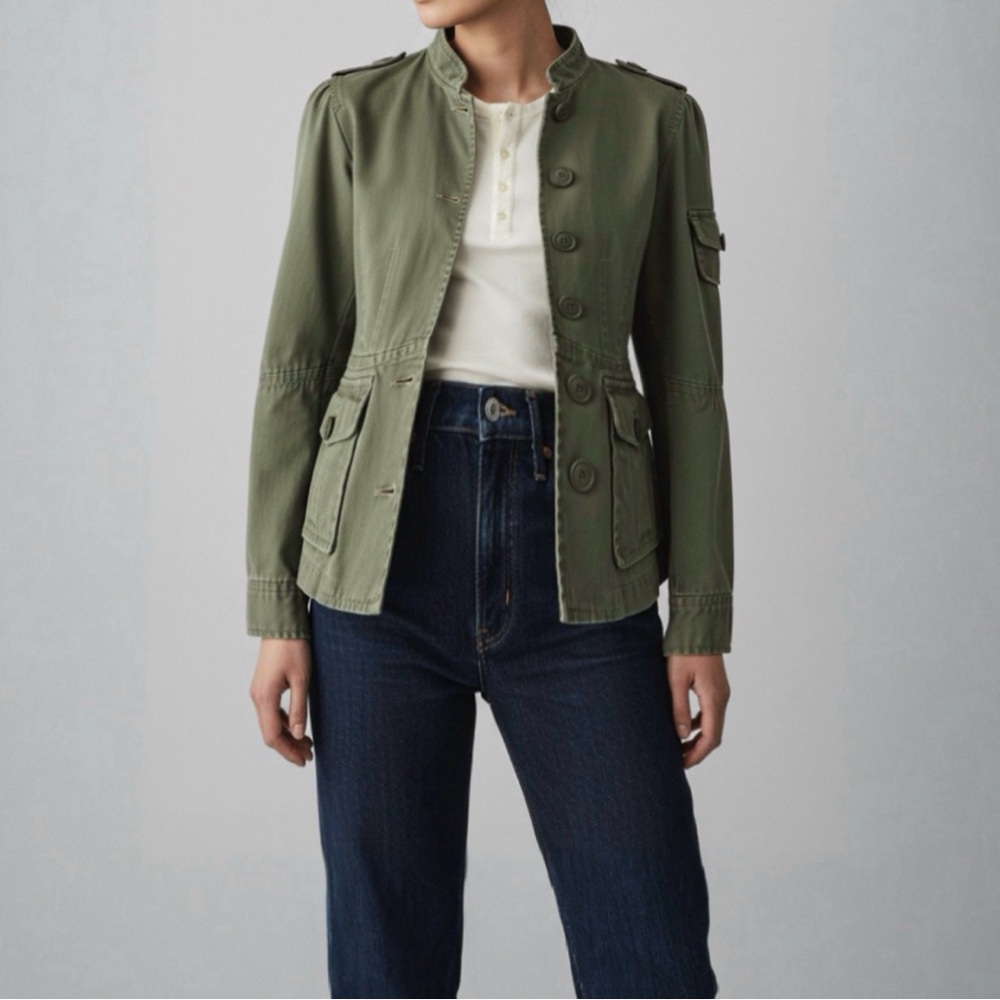 Vintage Utility Military Jacket Gorpcore Olive Green Cargo Grunge Streetwear